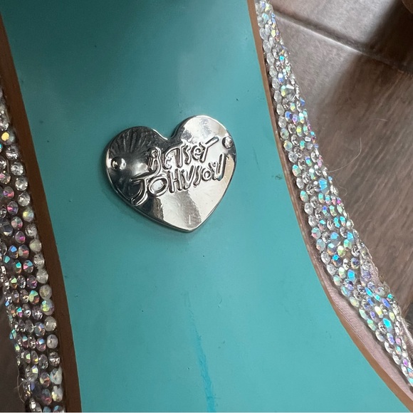 Betsey Johnson Silver Cady Rhinestones Boots sz 9 - Picture 10 of 11